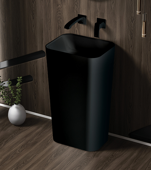 Floor Mounted Wash Basin With Tap Hole (Matt Black) – Aquant India